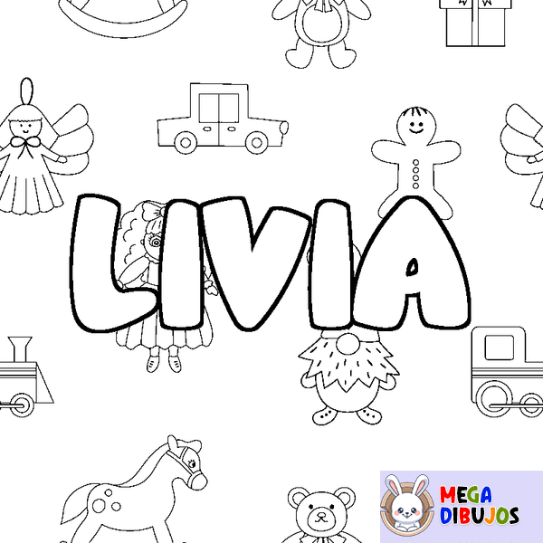 Coloraci&oacute;n del nombre LIVIA - decorado juguetes