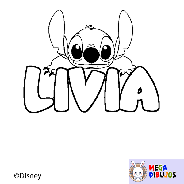 Coloraci&oacute;n del nombre LIVIA - decorado Stitch