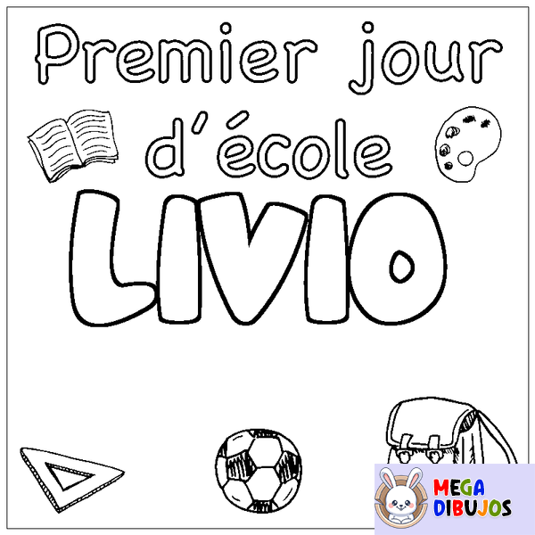 Coloraci&oacute;n del nombre LIVIO - decorado primer d&iacute;a de escuela
