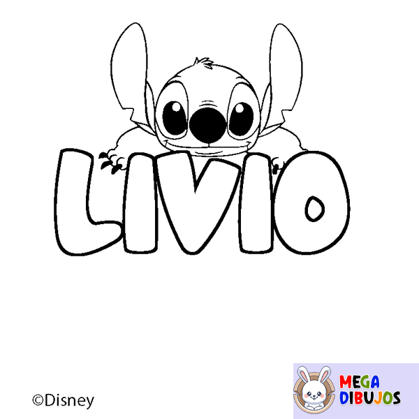 Coloraci&oacute;n del nombre LIVIO - decorado Stitch