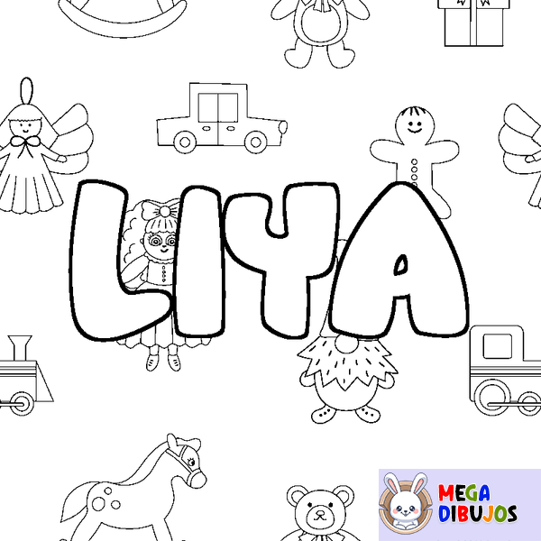 Coloraci&oacute;n del nombre LIYA - decorado juguetes