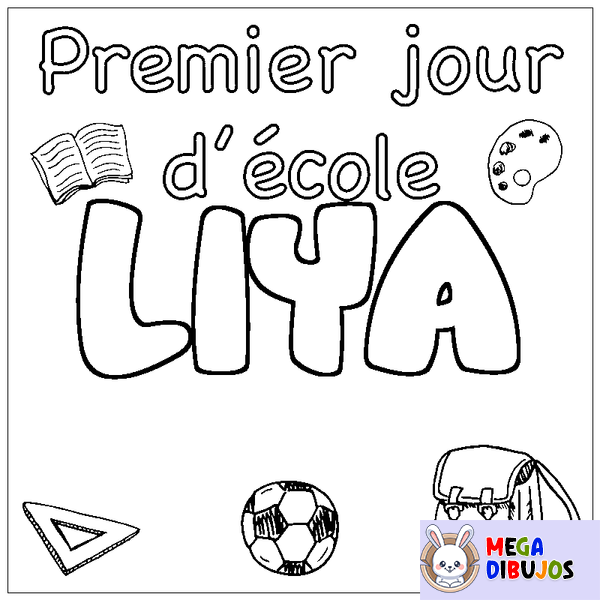 Coloraci&oacute;n del nombre LIYA - decorado primer d&iacute;a de escuela