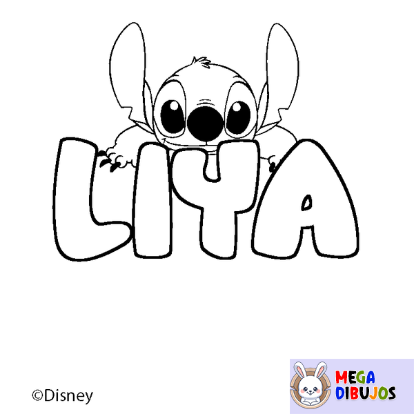 Coloraci&oacute;n del nombre LIYA - decorado Stitch