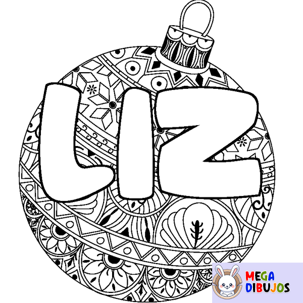 Coloraci&oacute;n del nombre LIZ - decorado bola de Navidad