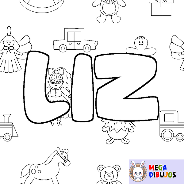 Coloraci&oacute;n del nombre LIZ - decorado juguetes