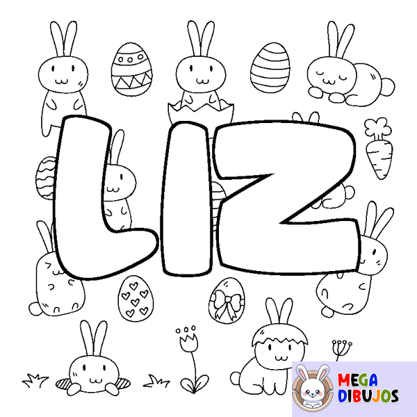 Coloraci&oacute;n del nombre LIZ - decorado Pascua