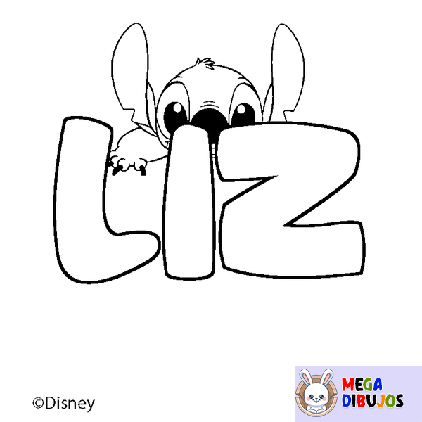 Coloraci&oacute;n del nombre LIZ - decorado Stitch