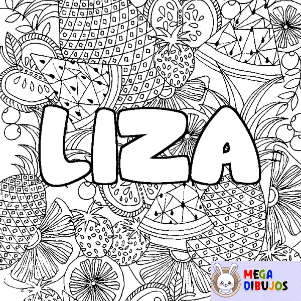 Coloraci&oacute;n del nombre LIZA - decorado mandala de frutas