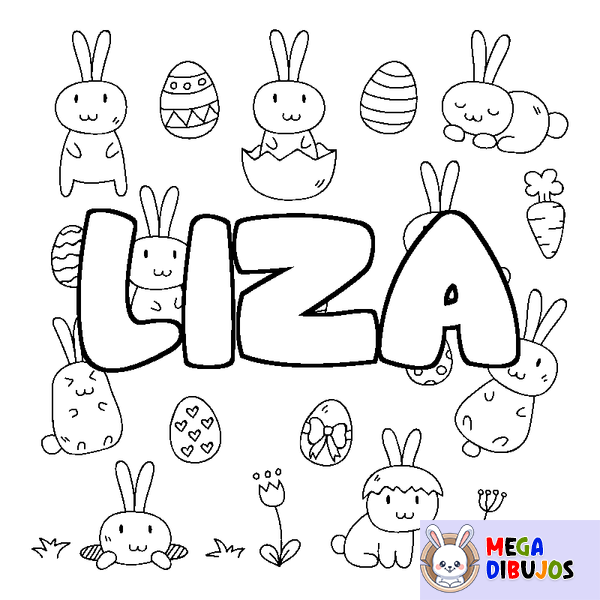 Coloraci&oacute;n del nombre LIZA - decorado Pascua