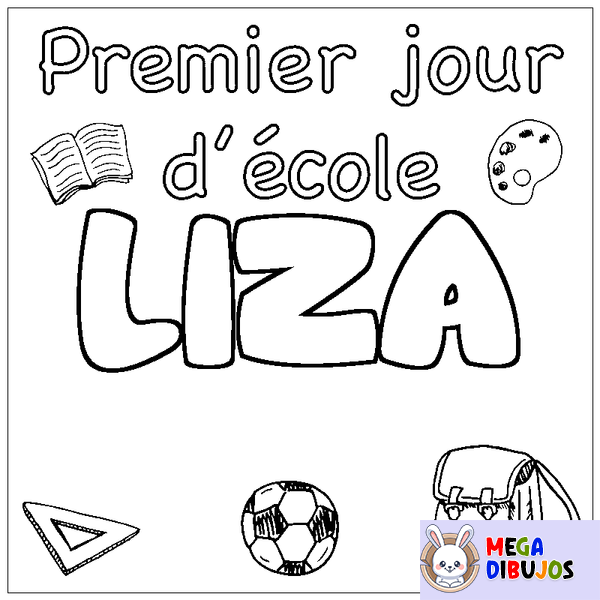 Coloraci&oacute;n del nombre LIZA - decorado primer d&iacute;a de escuela