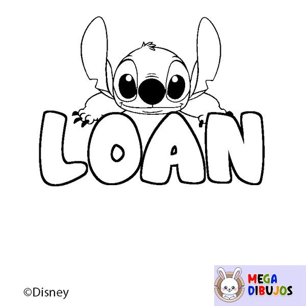 Coloraci&oacute;n del nombre LOAN - decorado Stitch