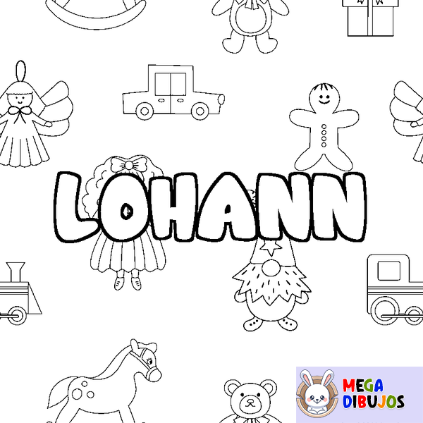 Coloraci&oacute;n del nombre LOHANN - decorado juguetes