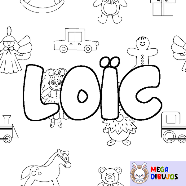 Coloraci&oacute;n del nombre LO&Iuml;C - decorado juguetes