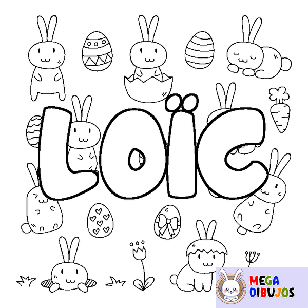 Coloraci&oacute;n del nombre LO&Iuml;C - decorado Pascua