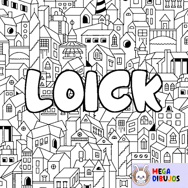 Coloraci&oacute;n del nombre LOICK - decorado ciudad