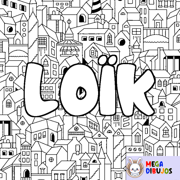 Coloraci&oacute;n del nombre LO&Iuml;K - decorado ciudad