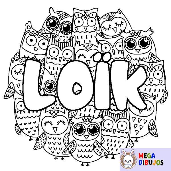 Coloraci&oacute;n del nombre LO&Iuml;K - decorado b&uacute;hos