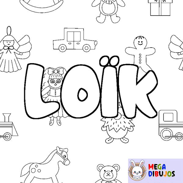Coloraci&oacute;n del nombre LO&Iuml;K - decorado juguetes