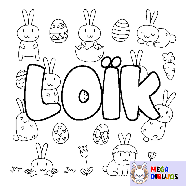 Coloraci&oacute;n del nombre LO&Iuml;K - decorado Pascua