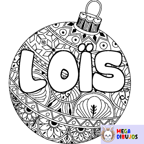 Coloraci&oacute;n del nombre LO&Iuml;S - decorado bola de Navidad