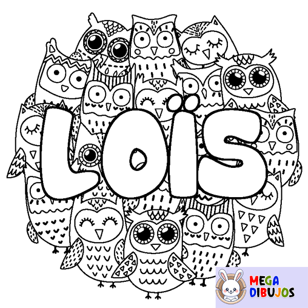 Coloraci&oacute;n del nombre LO&Iuml;S - decorado b&uacute;hos