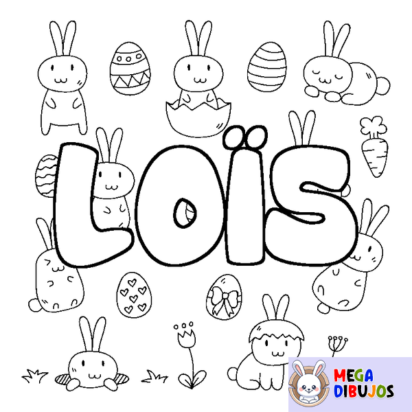 Coloraci&oacute;n del nombre LO&Iuml;S - decorado Pascua