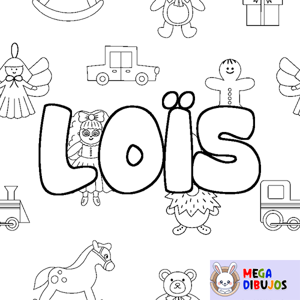 Coloraci&oacute;n del nombre LO&Iuml;S - decorado juguetes