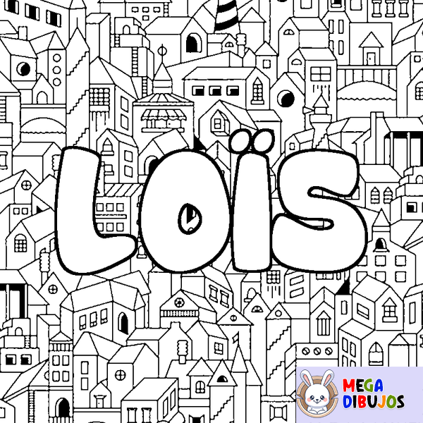Coloraci&oacute;n del nombre LO&Iuml;S - decorado ciudad
