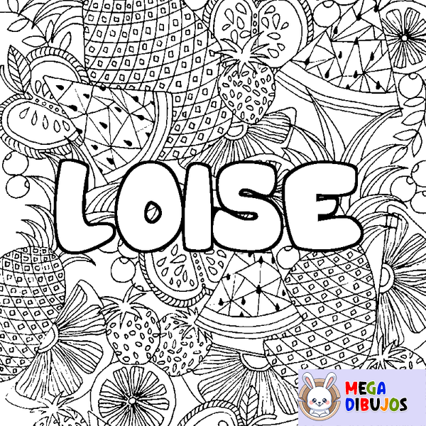 Coloraci&oacute;n del nombre LOISE - decorado mandala de frutas
