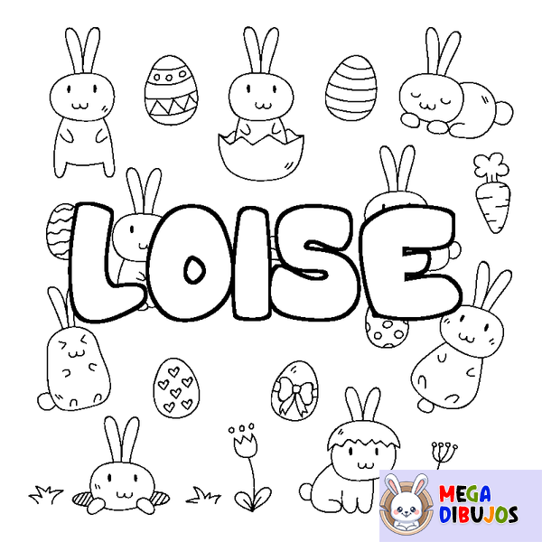 Coloraci&oacute;n del nombre LOISE - decorado Pascua