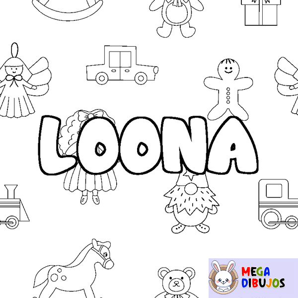 Coloraci&oacute;n del nombre LOONA - decorado juguetes
