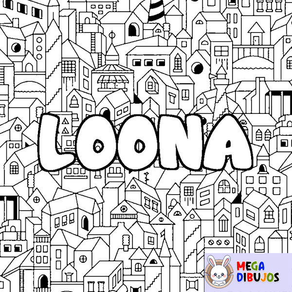 Coloraci&oacute;n del nombre LOONA - decorado ciudad