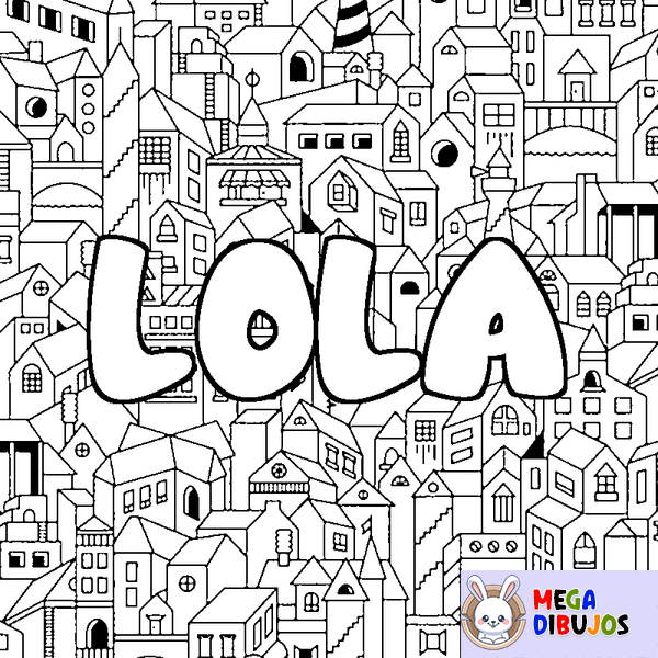 Coloraci&oacute;n del nombre LOLA - decorado ciudad