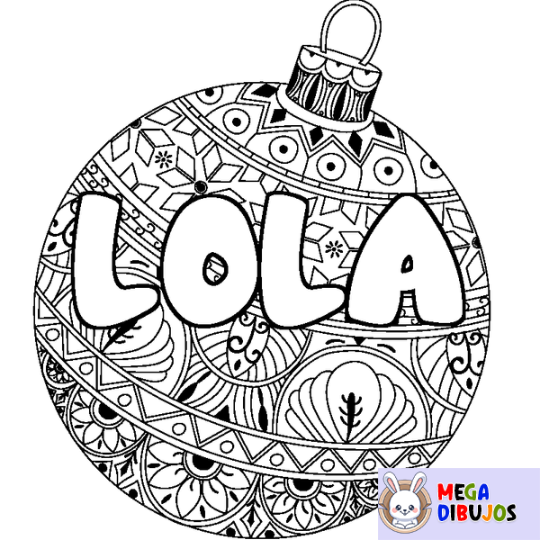 Coloraci&oacute;n del nombre LOLA - decorado bola de Navidad
