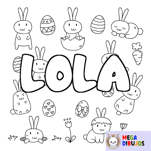 Coloraci&oacute;n del nombre LOLA - decorado Pascua