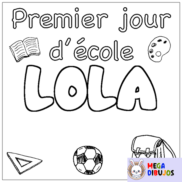 Coloraci&oacute;n del nombre LOLA - decorado primer d&iacute;a de escuela