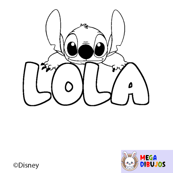 Coloraci&oacute;n del nombre LOLA - decorado Stitch