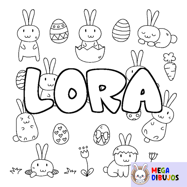 Coloraci&oacute;n del nombre LORA - decorado Pascua