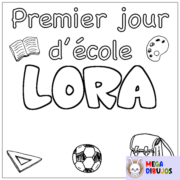 Coloraci&oacute;n del nombre LORA - decorado primer d&iacute;a de escuela
