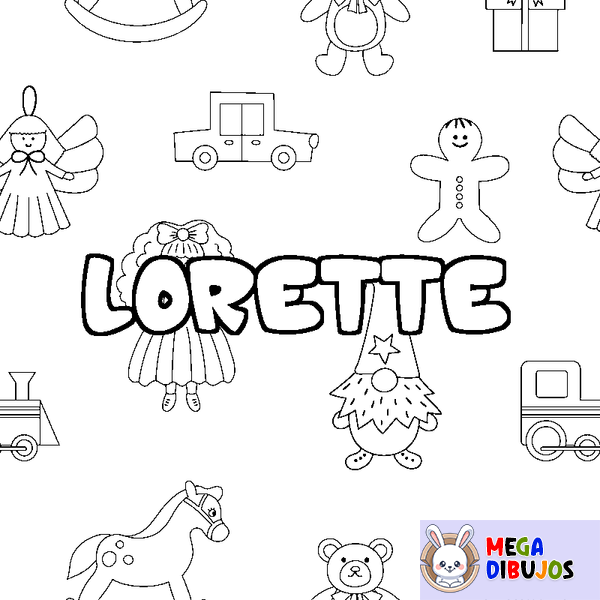 Coloraci&oacute;n del nombre LORETTE - decorado juguetes