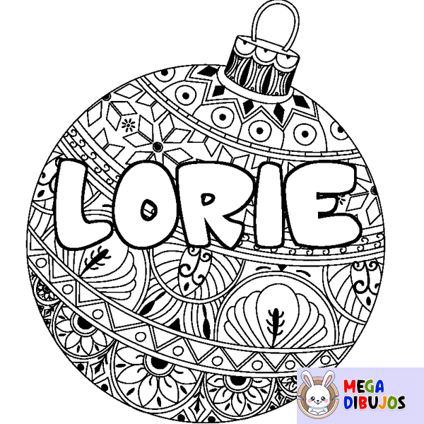 Coloraci&oacute;n del nombre LORIE - decorado bola de Navidad