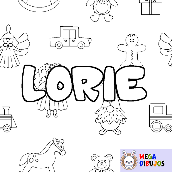 Coloraci&oacute;n del nombre LORIE - decorado juguetes