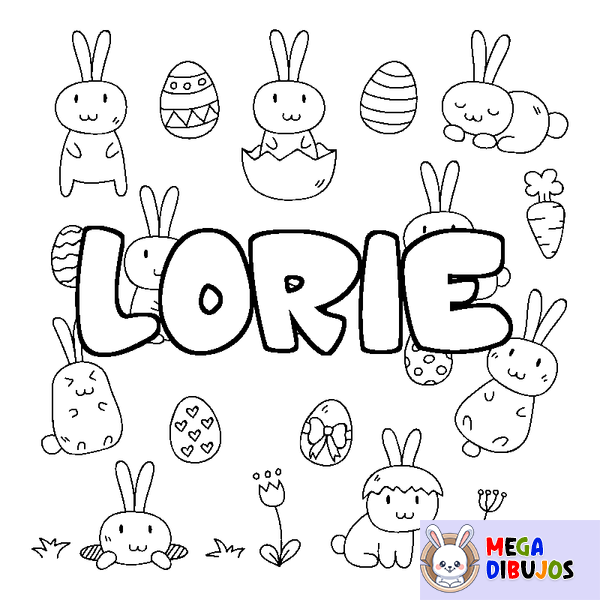 Coloraci&oacute;n del nombre LORIE - decorado Pascua