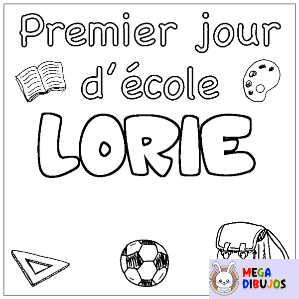 Coloraci&oacute;n del nombre LORIE - decorado primer d&iacute;a de escuela