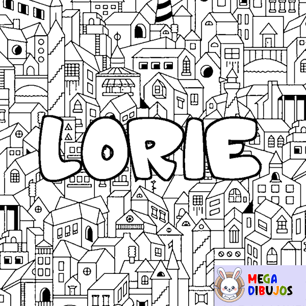 Coloraci&oacute;n del nombre LORIE - decorado ciudad