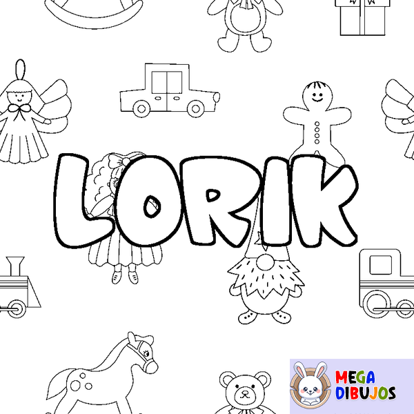 Coloraci&oacute;n del nombre LORIK - decorado juguetes