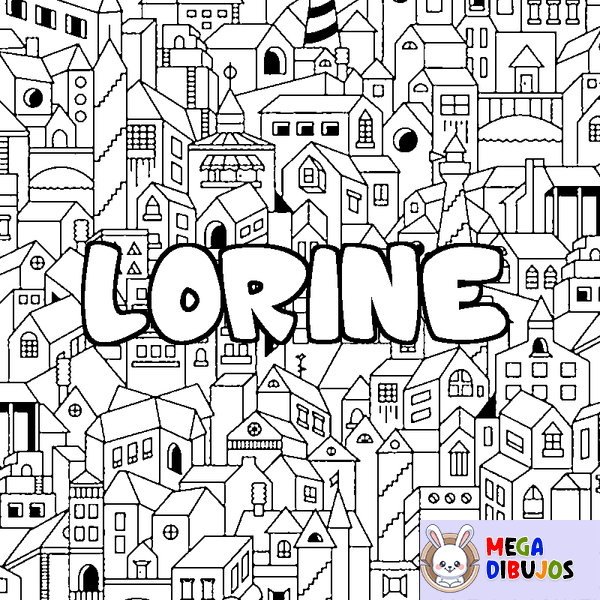 Coloraci&oacute;n del nombre LORINE - decorado ciudad