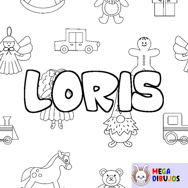 Coloraci&oacute;n del nombre LORIS - decorado juguetes