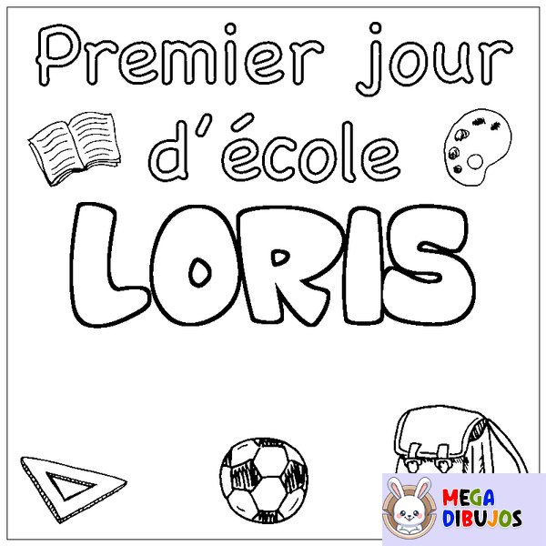 Coloraci&oacute;n del nombre LORIS - decorado primer d&iacute;a de escuela