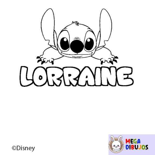 Coloraci&oacute;n del nombre LORRAINE - decorado Stitch